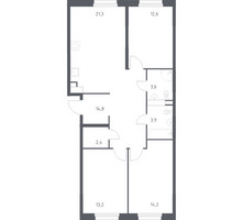 Планировка трехкомнатной(квартира) площадью 84.2 квадратных метров в “ЖК ЭкоБунино (Южное Бунино)”