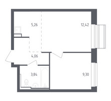 Планировка однокомнатной(квартира) площадью 34.88 квадратных метров в “ЖК Рублевский Квартал”