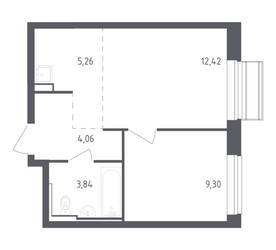 Планировка однокомнатной(квартира) площадью 34.88 квадратных метров в ЖК “ЖК Рублевский Квартал”