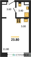 Планировка студии(квартира) площадью 23.8 квадратных метров в “Жилые кварталы Белый Град”