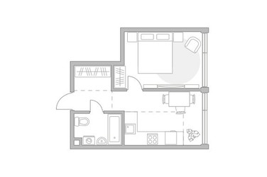 Планировка однокомнатной(квартира) площадью 37.23 квадратных метров в ЖК “ЖК Мневники от Гранель”