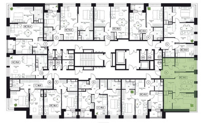 Планировка трехкомнатной(квартира) площадью 54.3 квадратных метров в ЖК “ЖК Пушкино Град”