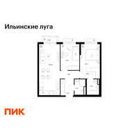 Планировка двухкомнатной(квартира) площадью 57.32 квадратных метров в “ЖК Ильинские луга”