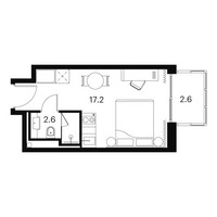 Планировка студии(апартаменты) площадью 22.4 квадратных метров в “ЖК Аквилон Signal (Аквилон Сигнал)”