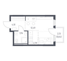 Планировка студии(квартира) площадью 23.18 квадратных метров в “ЖК Остафьево”