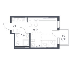Планировка студии(квартира) площадью 23.18 квадратных метров в ЖК “ЖК Остафьево”