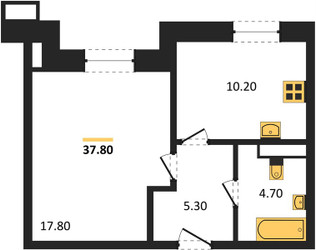 Планировка однокомнатной(квартира) площадью 37.8 квадратных метров в ЖК “ЖК Парк Легенд 2”