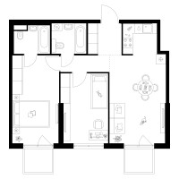 Планировка двухкомнатной(квартира) площадью 62.5 квадратных метров в “Квартал Мит”