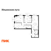 Планировка трехкомнатной(квартира) площадью 89.2 квадратных метров в “ЖК Ильинские луга”