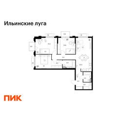 Планировка трехкомнатной(квартира) площадью 89.2 квадратных метров в ЖК “ЖК Ильинские луга”