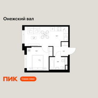Планировка однокомнатной(квартира) площадью 31.6 квадратных метров в “ЖК Онежский вал”