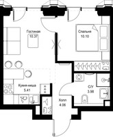 Планировка однокомнатной(квартира) площадью 33.9 квадратных метров в “ЖК SET (Сет)”