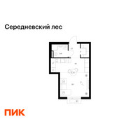 Планировка студии(квартира) площадью 29.3 квадратных метров в “ЖК Середневский лес”