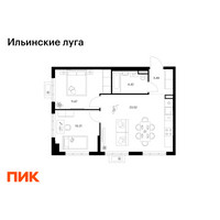 Планировка двухкомнатной(квартира) площадью 53.31 квадратных метров в “ЖК Ильинские луга”