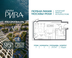 Планировка студии(квартира) площадью 29.5 квадратных метров в “ЖК Дрим Рива”