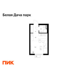 Планировка студии(квартира) площадью 21.8 квадратных метров в ЖК “ЖК Белая Дача парк”