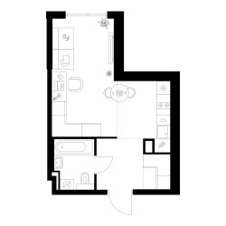 Планировка студии(квартира) площадью 30.1 квадратных метров в ЖК “Квартал Мит”