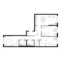 Планировка трехкомнатной(квартира) площадью 88.3 квадратных метров в “Квартал Мит”