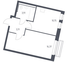 Планировка однокомнатной(квартира) площадью 34.3 квадратных метров в “ЖК Рублевский Квартал”