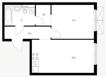 Планировка однокомнатной(квартира) площадью 39.8 квадратных метров в ЖК “ЖК Holland Park (Холланд парк)”