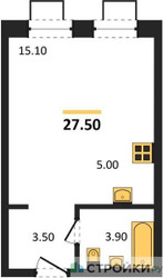 Планировка студии(квартира) площадью 27.5 квадратных метров в ЖК “ЖК Skolkovo ONE (Сколково Уан)”