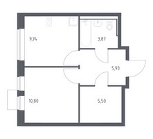 Планировка однокомнатной(квартира) площадью 35.84 квадратных метров в “ЖК Молжаниново”