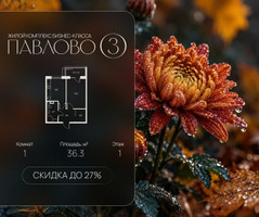 Планировка однокомнатной(квартира) площадью 36.3 квадратных метров в “Павлово 3”