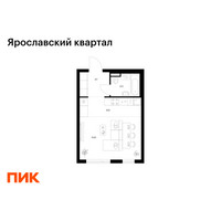 Планировка студии(квартира) площадью 28.8 квадратных метров в “Ярославский квартал”