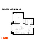 Планировка однокомнатной(квартира) площадью 35.7 квадратных метров в “ЖК Середневский лес”