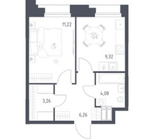 Планировка однокомнатной(апартаменты) площадью 34.14 квадратных метров в “ЖК Апарт-отель Тропарево парк”