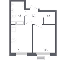 Планировка однокомнатной(квартира) площадью 30.9 квадратных метров в “ЖК ЭкоБунино (Южное Бунино)”