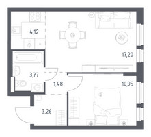 Планировка однокомнатной(квартира) площадью 40.78 квадратных метров в “ЖК Квартал Авиаторов”