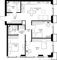 Планировка трехкомнатной(квартира) площадью 84.6 квадратных метров в “Мультиквартал СИТИДЗЕН”