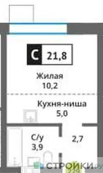 Планировка студии(квартира) площадью 21.8 квадратных метров в ЖК “ЖК Никольский квартал Отрада”