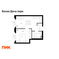 Планировка однокомнатной(квартира) площадью 35.4 квадратных метров в “ЖК Белая Дача парк”