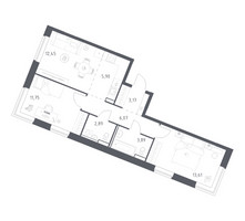 Планировка двухкомнатной(квартира) площадью 59.73 квадратных метров в “ЖК Квартал Западный”