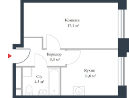Планировка однокомнатной(квартира) площадью 38.5 квадратных метров в “ЖК Ривер Парк Коломенский”
