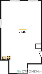 Планировка однокомнатной(квартира) площадью 76 квадратных метров в ЖК “ЖК Лайм”