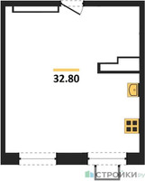 Планировка однокомнатной(апартаменты) площадью 30.9 квадратных метров в “ЖК Легендарный квартал на Ботаническом саду”