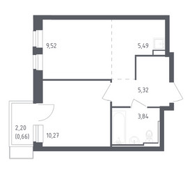 Планировка однокомнатной(квартира) площадью 35.1 квадратных метров в ЖК “ЖК Рублевский Квартал”