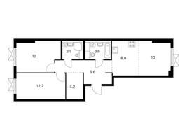 Планировка двухкомнатной(квартира) площадью 63.5 квадратных метров в “ЖК Люблинский парк”
