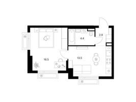 Планировка однокомнатной(квартира) площадью 37.3 квадратных метров в “ЖК Середневский лес”