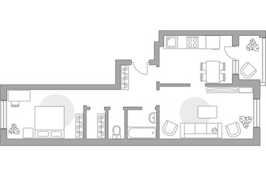 Планировка двухкомнатной(квартира) площадью 56.4 квадратных метров в ЖК “ЖК Живописный”