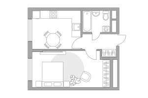 Планировка однокомнатной(квартира) площадью 37.29 квадратных метров в “ЖК Императорские Мытищи”