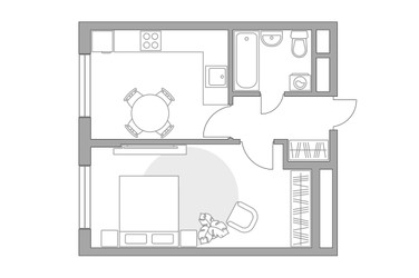 Планировка однокомнатной(квартира) площадью 37.29 квадратных метров в ЖК “ЖК Императорские Мытищи”