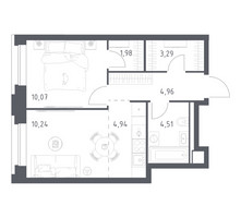 Планировка однокомнатной(квартира) площадью 39.99 квадратных метров в “ЖК Верейская 41”