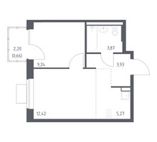 Планировка однокомнатной(квартира) площадью 35.39 квадратных метров в “ЖК Подольские кварталы”