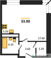 Планировка студии(квартира) площадью 32.5 квадратных метров в “ЖК Пушкино Град”