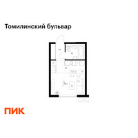 Планировка студии(квартира) площадью 22.4 квадратных метров в “ЖК Томилинский бульвар”