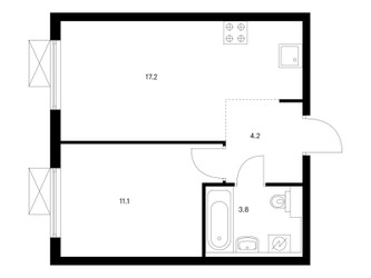 Планировка однокомнатной(квартира) площадью 36.3 квадратных метров в ЖК “ЖК Люблинский парк”